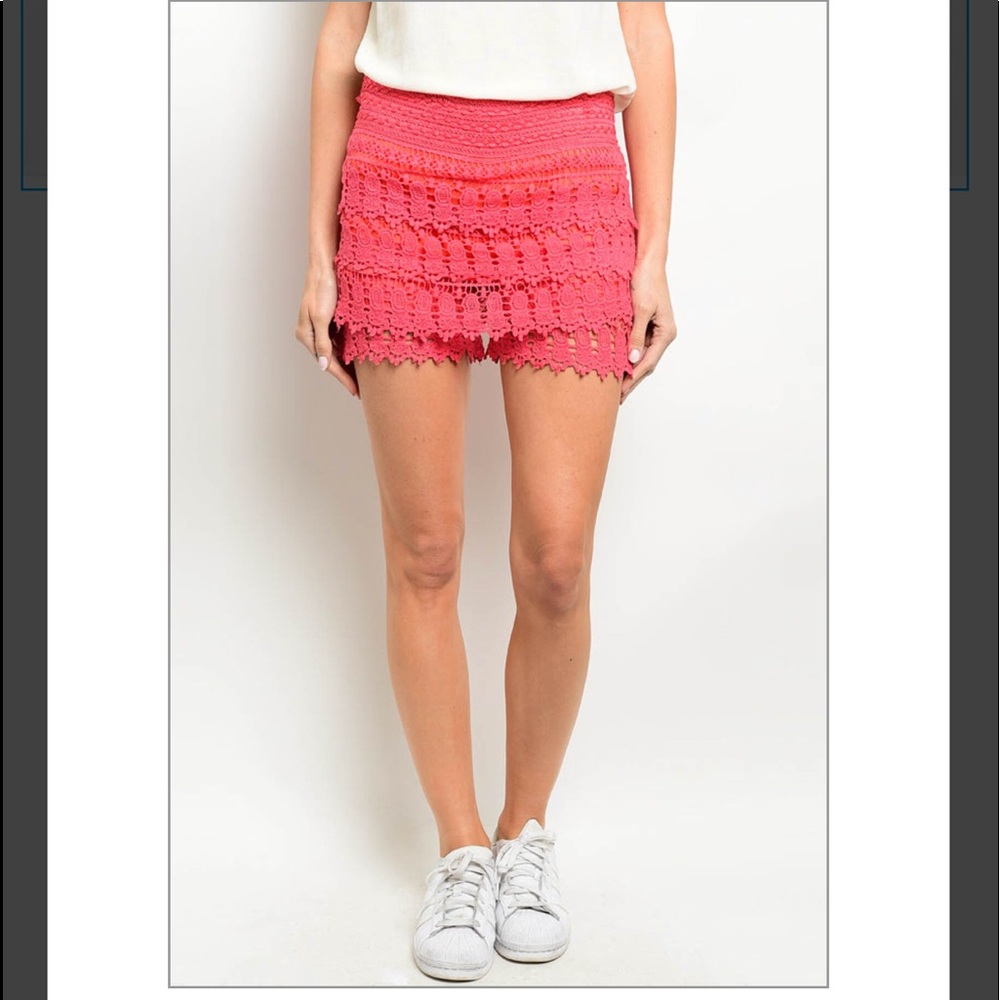 Coral Crochet Shorts
